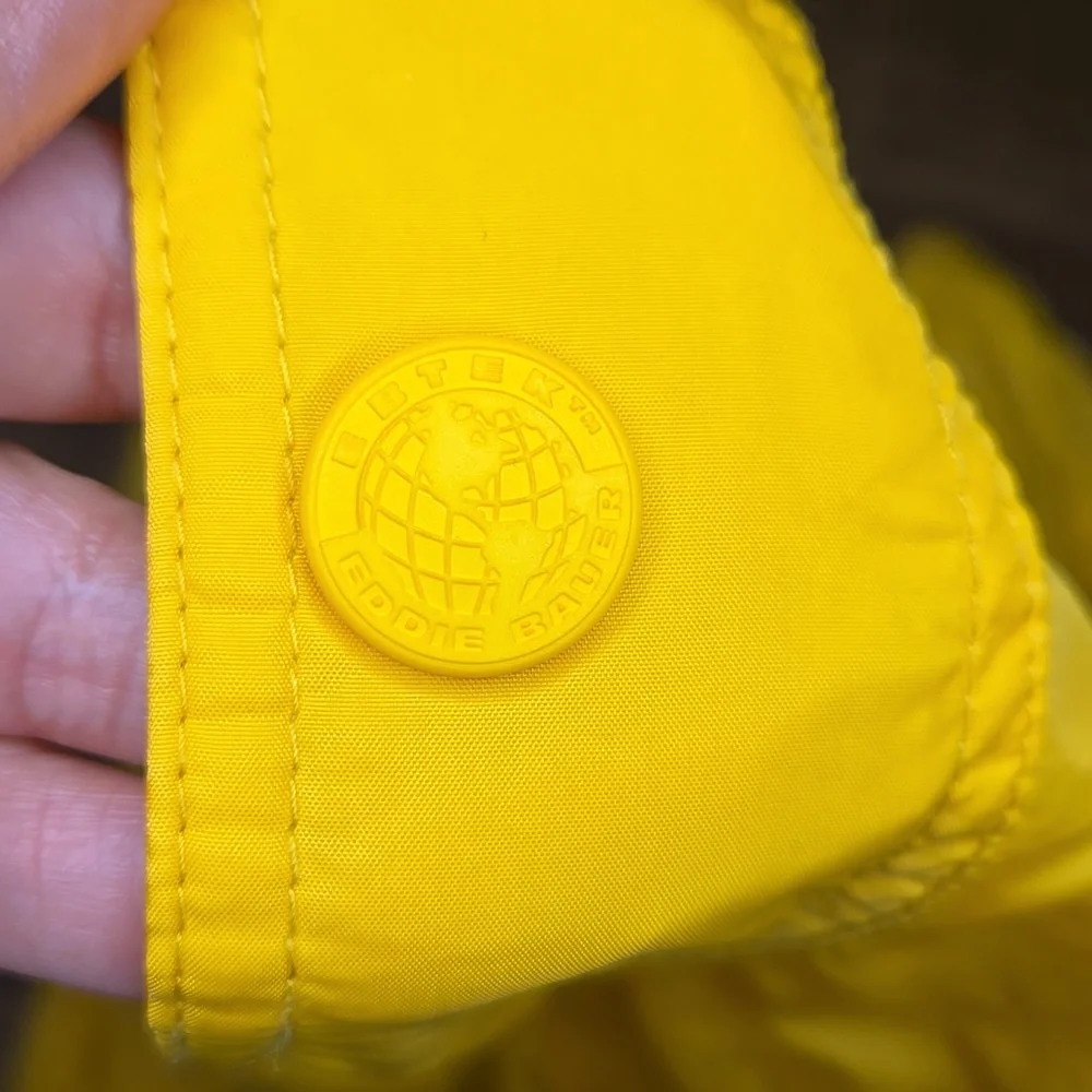 Eddie Bauer Yellow Packable Parka Gorpcore Outdoor Utility Hooded Y2k Nylon M - Picture 9 of 9